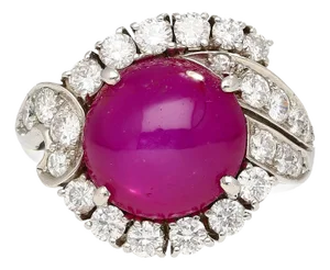 Vintage Estate 6.01 Carat No Heat Star Ruby & Diamond Platinum Ring