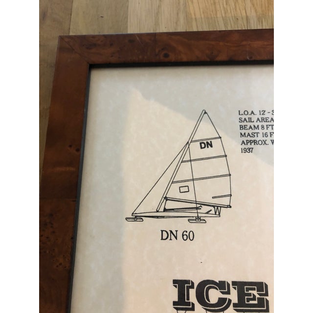 Faux Burl Wood Framed Diagram of Ice Boats Poster For Sale - Image 4 of 7