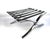 Mid-Century Modern Vintage Barcelona Style Ottoman in the Manner of Mies Van Der Rohe – Black Leather & Chrome For Sale - Image 3 of 10