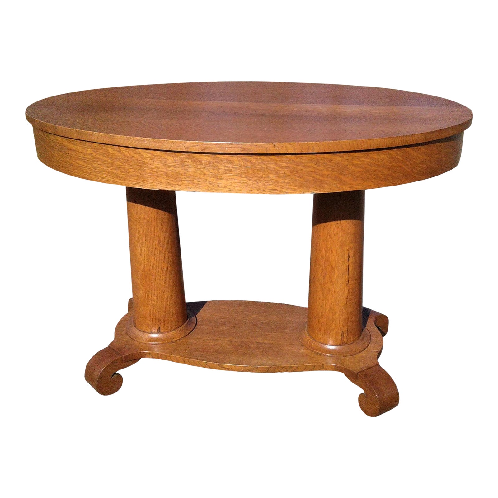 antique-quarter-sawn-solid-oak-oval-top-library-table-1920s-era-chairish