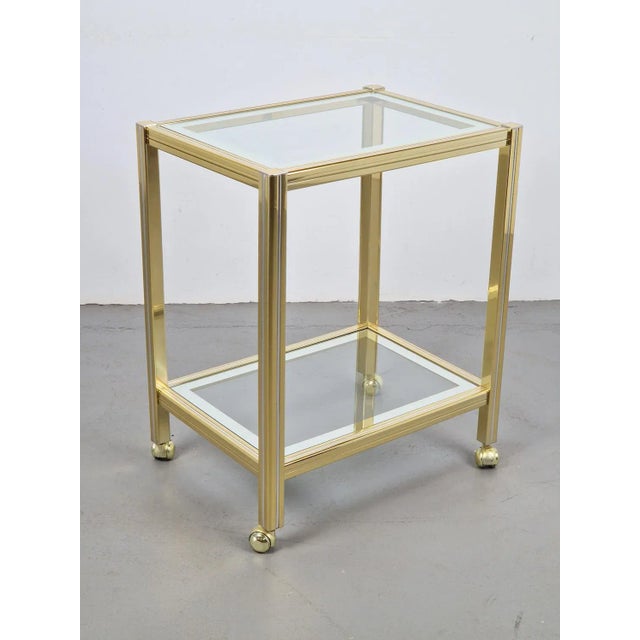 Vintage Regency Two-Tone Serving Trolley in Brass & Glass, 1970s For Sale - Image 6 of 9