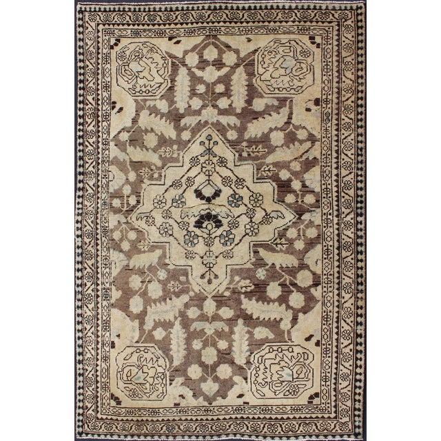 Vintage Persian Lilihan Rug With Central Medallion Warm Neutrals 4'3 X 6'9 For Sale - Image 13 of 13