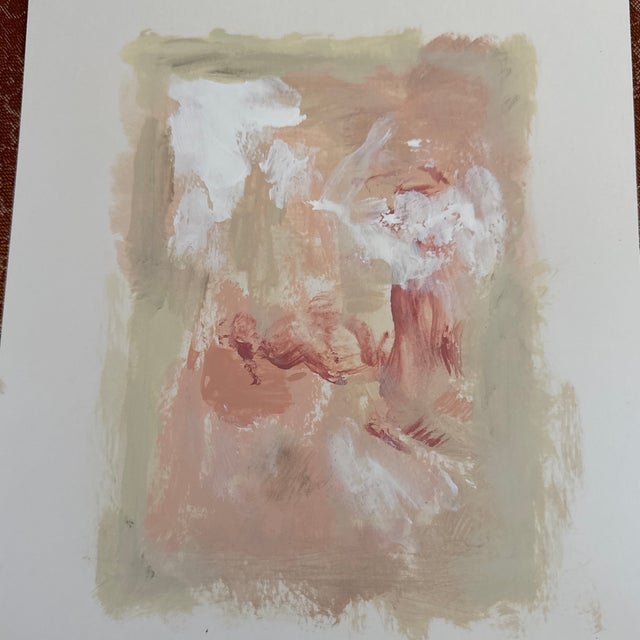 Pair of Original Abstract Paintings on Paper Matted and Framed For Sale - Image 4 of 5