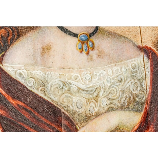 Refined Antique 19th Century Metal Framed Portrait Miniature Painting Woman For Sale In New York - Image 6 of 16