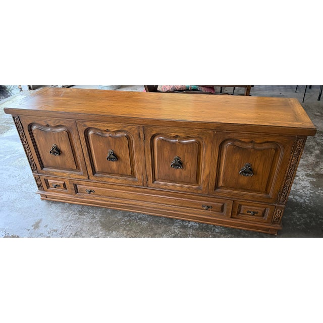 Brown Vintage Romweber Master-Made Oak Dining Suite – Extension Table, 6 Chairs & Matching Sideboard, 1950s–60s For Sale - Image 8 of 12