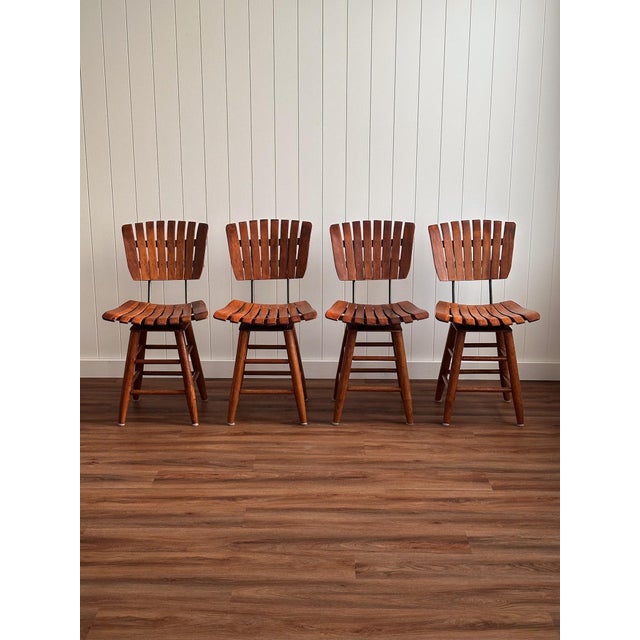 Vintage Slatted Wood Dining Chairs, Set of 4 Attributed to Arthur Umanoff For Sale - Image 15 of 15