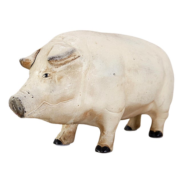 Mid-Century Iron Piggy Bank Sculpture For Sale