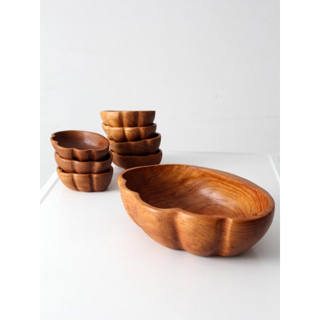 Wood Mid 20th Century Mid-Century Modern Wood Serving Bowl Set For Sale - Image 7 of 15