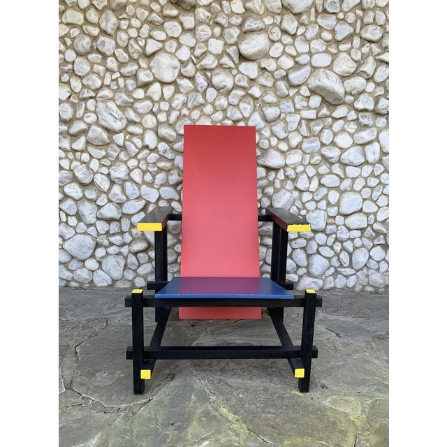 Mid-Century Modern Vintage Red and Blue Armchair by Gerrit Thomas Rietveld, 1970s For Sale - Image 3 of 18