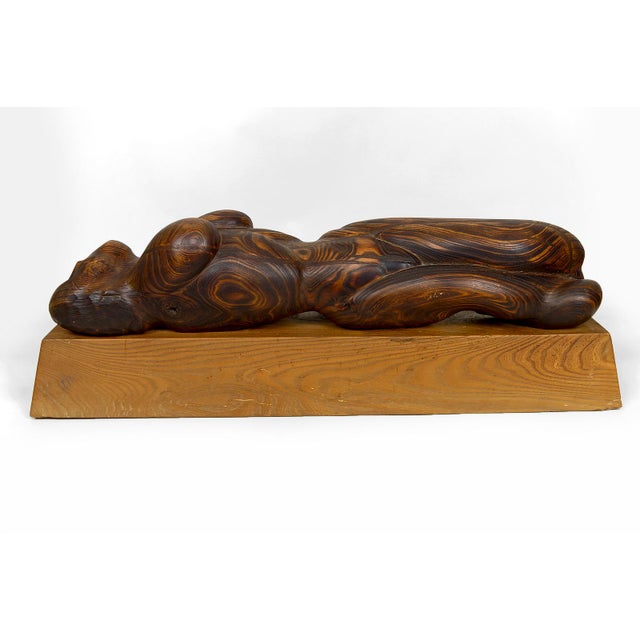 Brown Brutalist Sculpture of Female Body in Cedar and Oak by Seillé M, France, 1970s For Sale - Image 8 of 17
