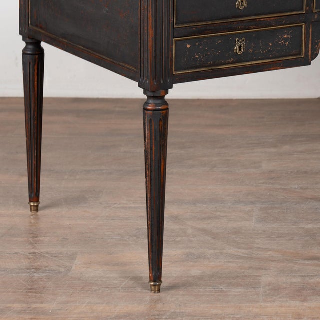 Early 20th Century Swedish Black Painted Five-Drawer Desk With Embossed Leather Top For Sale - Image 15 of 18