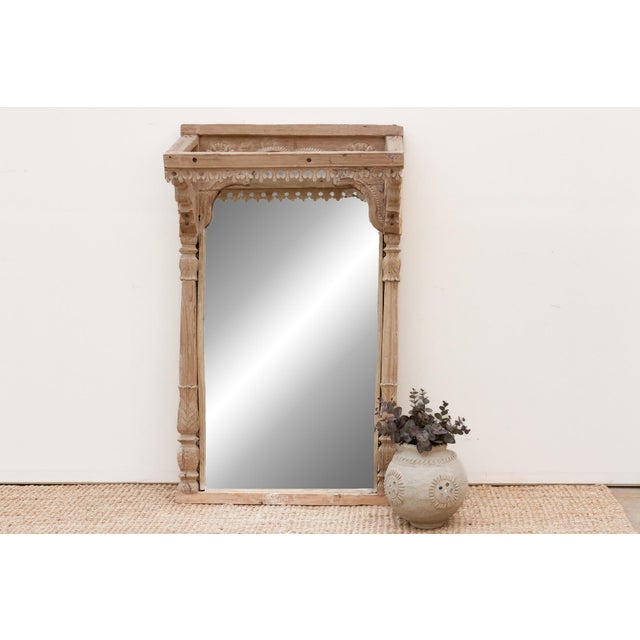 Tan One-of-a-Kind Sun-Bleached Teak Arch Mirror For Sale - Image 8 of 8