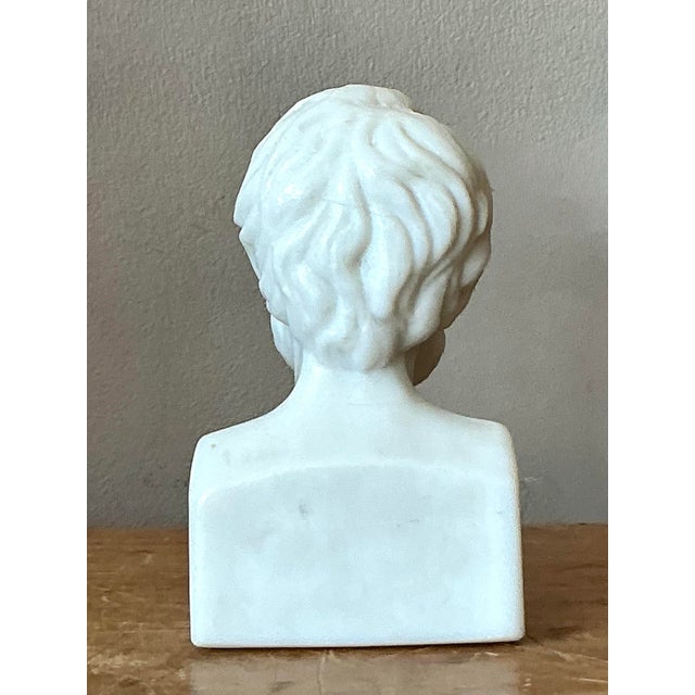 Vintage Boho Carved Marble Bust of a Lincoln For Sale - Image 4 of 7