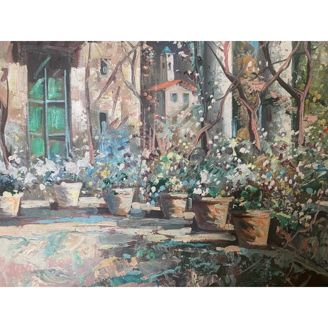 Vintage Italian Riviera Oil Painting, Mediterranean Seascape, Gold Frame, 36x48 For Sale - Image 9 of 11