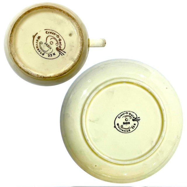 Mid 20th Century 22 Carat Crest-O-Gold Cup Sand Saucers by Sabin - 6 Sets - 12 Pieces For Sale - Image 13 of 13