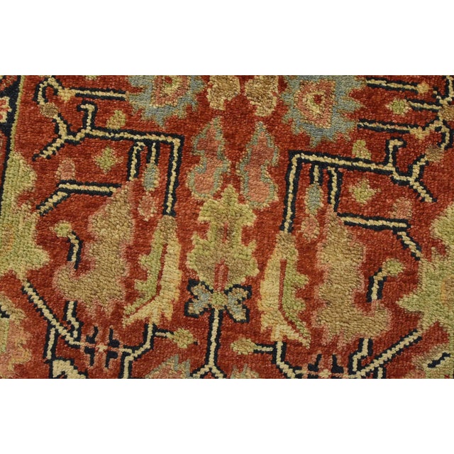 Heriz Runner 2’6” X 7’11” Red Wool Tribal Hand-Knotted Oriental Rug For Sale - Image 4 of 12