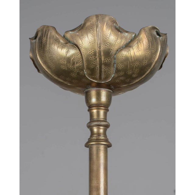 French Art Nouveau Bamboo Torchiere Floor Lamp With Table For Sale - Image 10 of 16