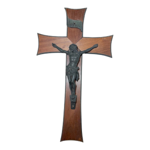 High Quality Antique Carved Wood Gilt Bronze Religious Jesus Wall Crucifix Cross