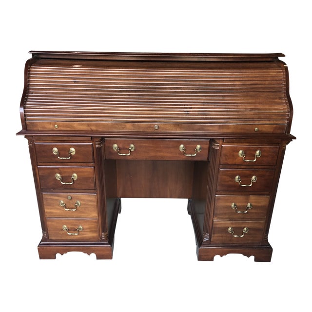 1980s Chippendale National Mt. Airy Roll Top Desk Chairish