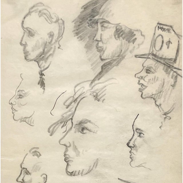 1930s A Striking, 1930s Composite Sketch, Figure Study (Faces and Profiles) by Noted Chicago Modern Artist, Harold Haydon For Sale - Image 5 of 6