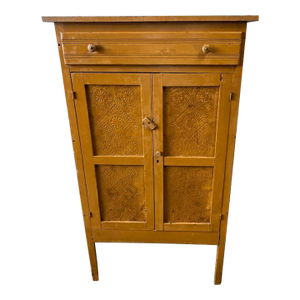 Antique Early American Primitive Style Painted Pie Safe Punched Tin Cabinet Cupboard.