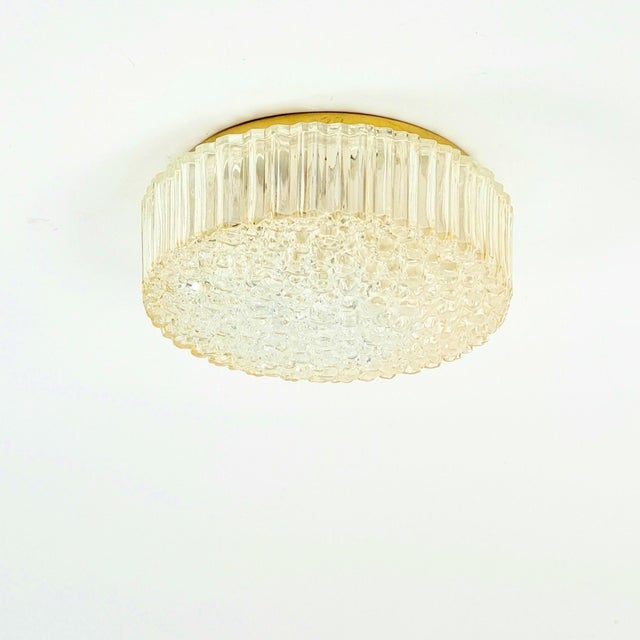 Mid-Century Modern Mid-Century Modern Amber Bubble Glass Flush Mount by Helena Tynell for Limburg, 1970s For Sale - Image 3 of 12