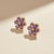 Flower Earrings Studs With Amethyst and Citrines, Silver, Gold, Pair For Sale - Image 6 of 7