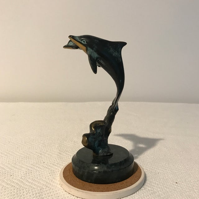 Mid 20th Century Mid 20th Century Dolphin Mother & Baby Brass Sculpture For Sale - Image 5 of 11