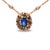 Contemporary 18K Rose Gold 5/8 Cttw White and Brown Diamond Accent and 7 x 4mm Oval Blue Sapphire Gemstone Statement Halo Cluster Pendant Necklace For Sale - Image 3 of 6