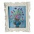 1990s Abstract Flowers in Vase Canvas Board Painting in White Ornate Frame For Sale