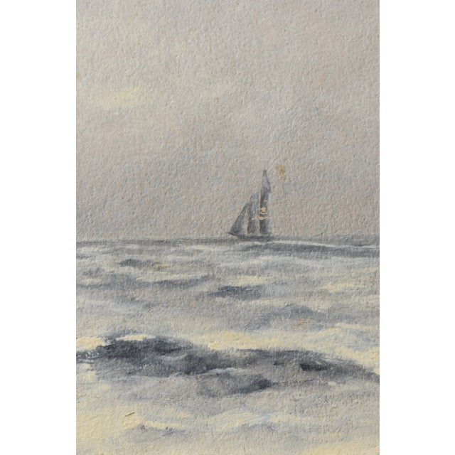 Vintage Steely Seascape Painting on Board, Signed by the Artist, Circa Mid-20th Century For Sale - Image 10 of 14