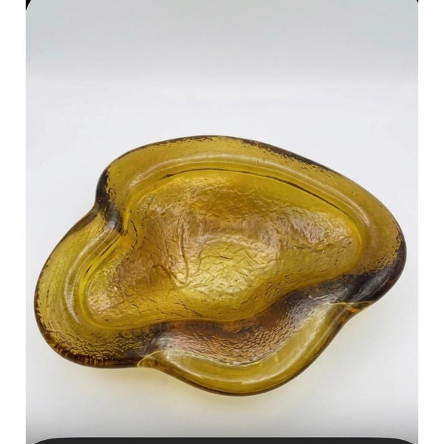 Mid-Century Modern Mid-Century Modern Blenko Amber Freeform Glass Organism Bowl by Winslow Anderson For Sale - Image 3 of 5