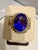 Blue 6.2 Carat Oval Tanzanite & 1 Ct Diamond Ring 14 Karat Yellow Gold, Estate, S 7 For Sale - Image 8 of 8