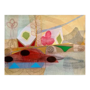 Contemporary Abstract Mixed Media on Paper Painting "Newgrange Landscape Viii" by Michael Barringer