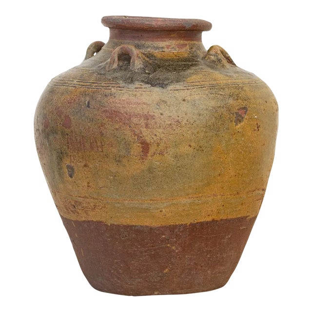 Antique Large Sage Green Martaban Pot For Sale