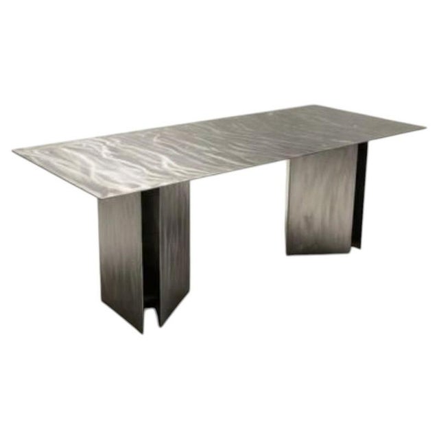 Brown Fold Rectangular Table in Stainless Steel by Metalmorphosis Studio For Sale - Image 8 of 8