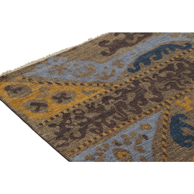 Rug & Kilim’s Tribal Inspired Rug in Blue, Brown, Gold Geometric Patterns For Sale In New York - Image 6 of 7