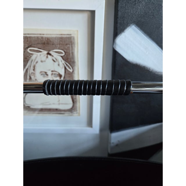 PostModern 1980's Arrben Italian Leather, Chrome & Wood Designer Magazine Holder For Sale - Image 11 of 13