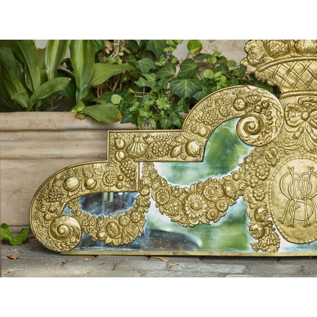 English 19th Century Brass and Mirror Architectural Element with Floral Decor For Sale - Image 9 of 12
