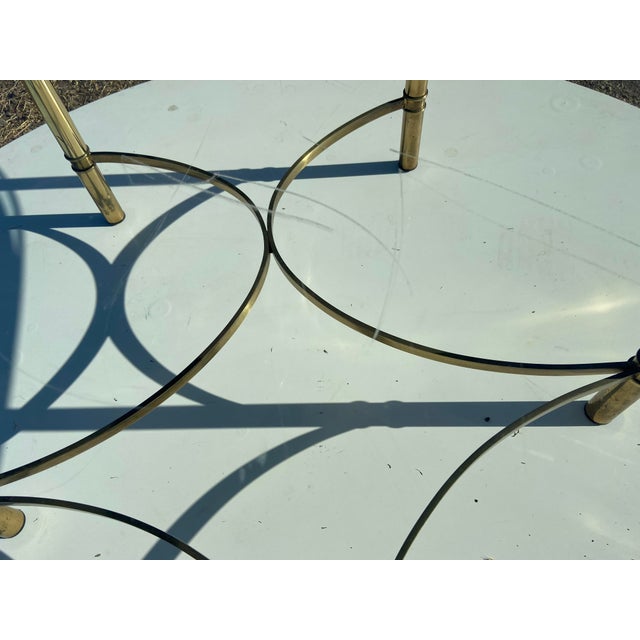 Vintage Mid Century Cocktail Labarge Style Brass and Glass Oval Coffee Table For Sale In Sacramento - Image 6 of 17
