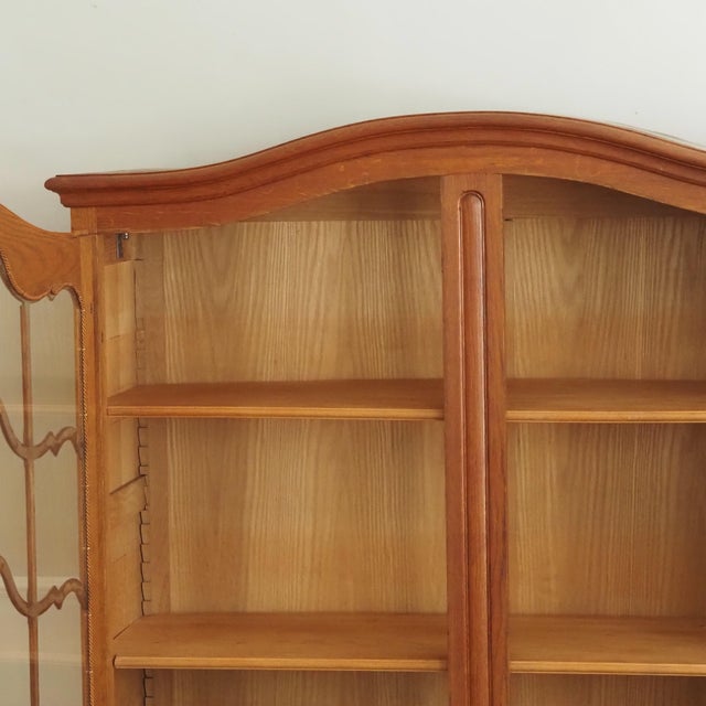 Wood French Style Oak Display Cabinet with Glass Front For Sale - Image 7 of 12