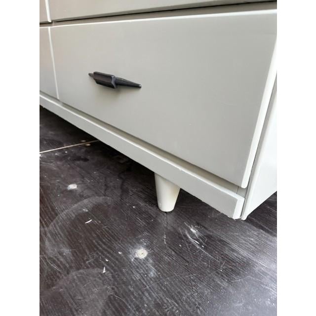 Green Mid-Century Modern Walnut & Sage Green Lowboy Dresser Professionally Refinished For Sale - Image 8 of 8