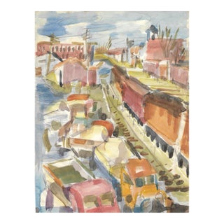 1955 Marianna Van Rossen Hoogendyk City Watercolor For Sale