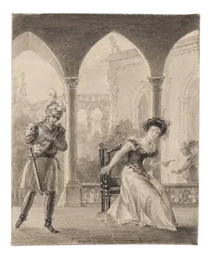 Gallant Scene, 19th Century, Pencil Drawing
