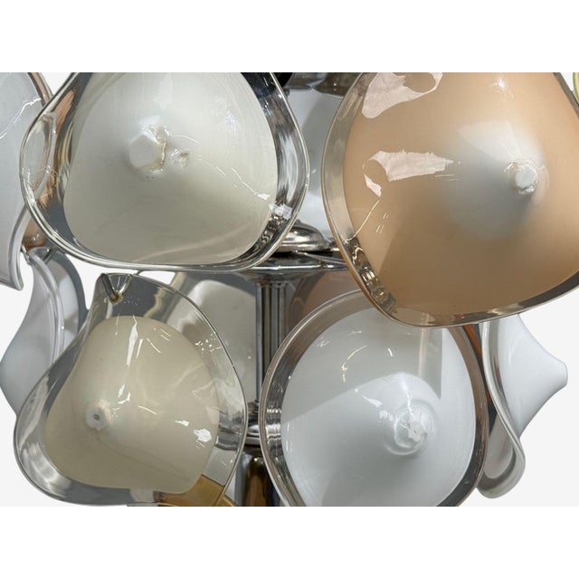 Mid-Century Modern, Orange and White Murano Glass, Chrome, Pendant Light, 1960s For Sale - Image 10 of 12