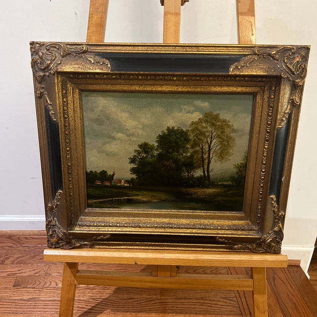 20 th Cenrury oil on canvas landscape painting framed signed American school signed Homer