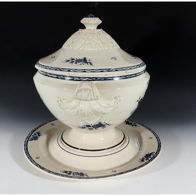 Early 19th Century Early 19th Century Nimy Belgian Faience Large Blue & White Chinoiserie Soup Tureen, Cover & Stand For Sale - Image 5 of 12