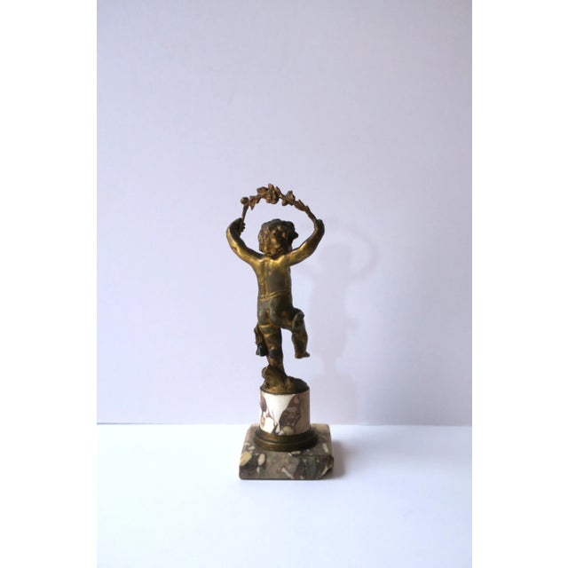 French Gold Gilt Bronze and Marble Male Sculpture, 19th C France For Sale - Image 9 of 12