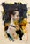 This oil on paper artwork features a striking profile of a figure, rendered with bold brushstrokes that create a dynamic...