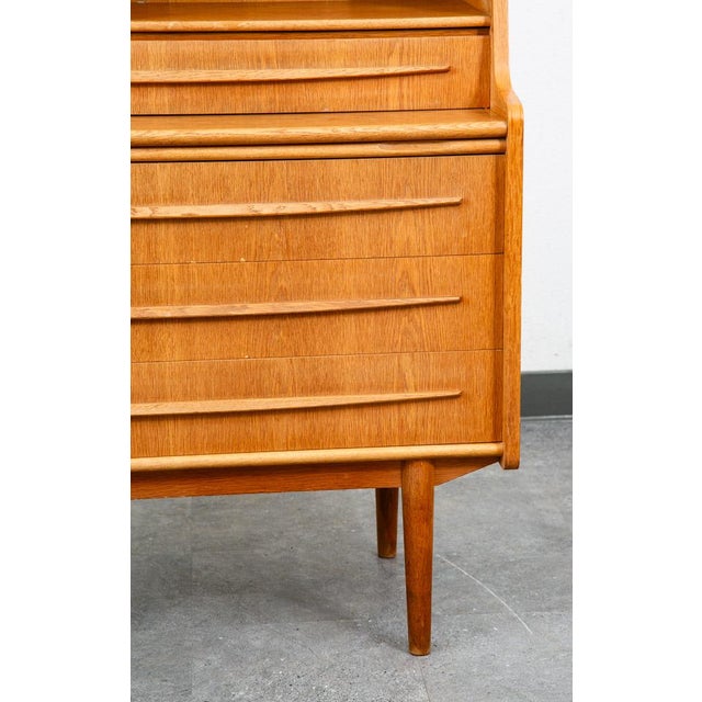 Mid Century Danish Modern Secretary Desk Oak Leaf Bureau Denmark Drawers Vanity For Sale - Image 12 of 12
